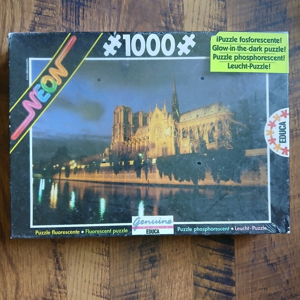 Educa Neon Series Notre Dame Cathedral 1000pc Puzzle NEW SEALED Fluorescent